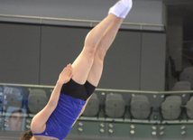 Bakıda batut gimnastikası üzrə Dünya Kubokunda iştirak edəcək idmançıların podium məşqləri. Azərbaycan, 4 mart, 2016